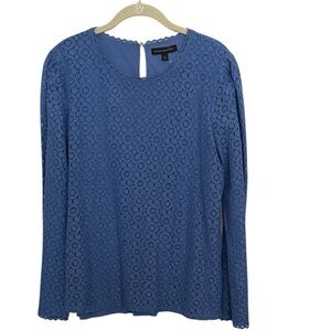 Banana Republic Periwinkle Floral Lace Long Sleeve Top